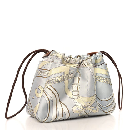Hermes Silk Barenia Promenade du Matin Bandana 20 Bag Insert PM Gris Platine Jaune Milton Fauve 3 of 12