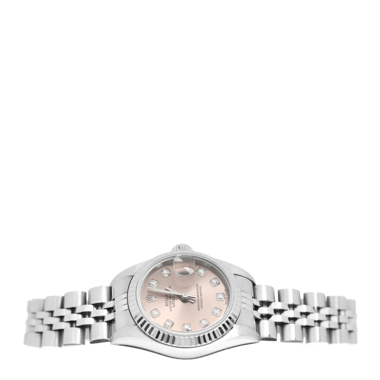 Rolex Stainless Steel 18K White Gold Diamond 26mm Oyster Perpetual Datejust Watch Pink 79174 2 of 5
