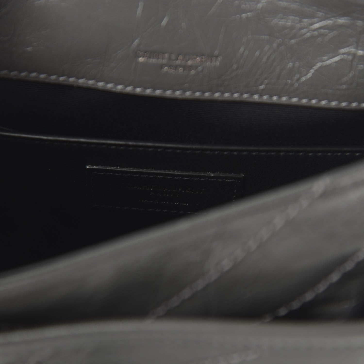 Saint Laurent Crinkled Calfskin Matelasse Monogram Baby Niki Chain Satchel Storm 8 of 10