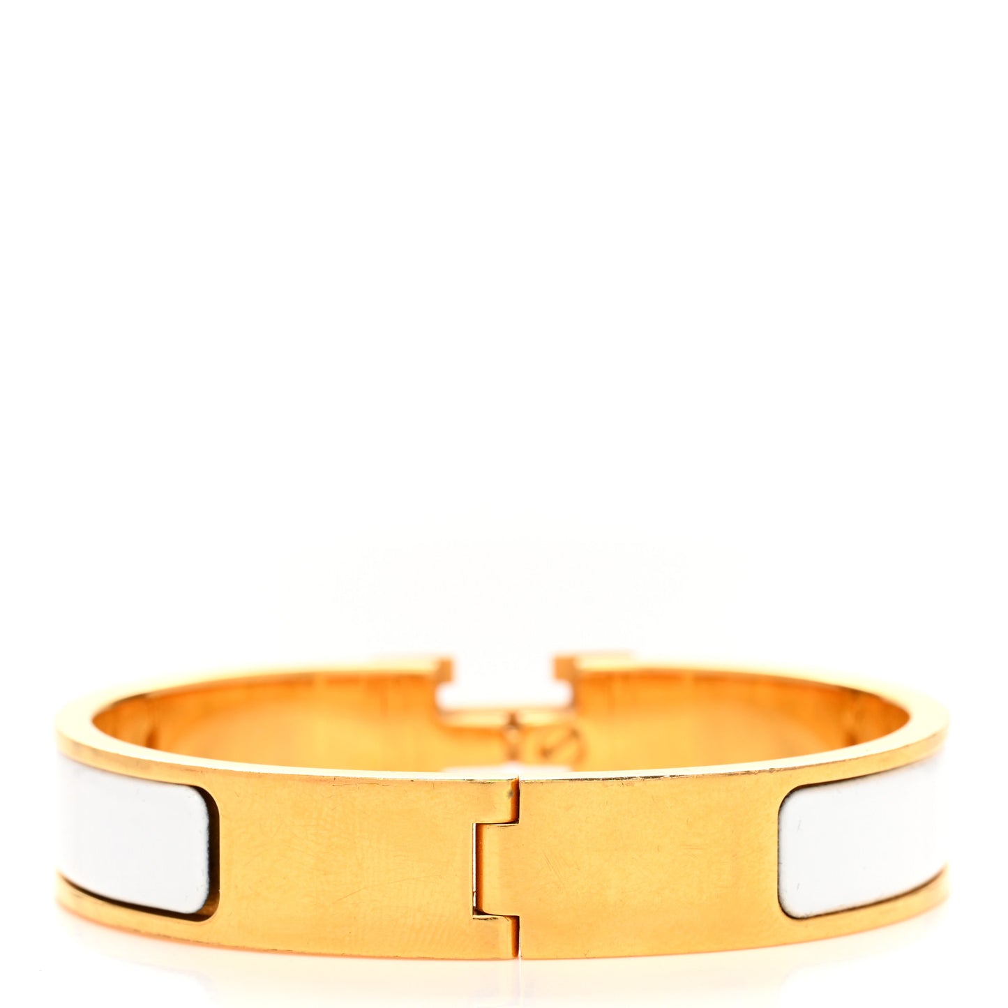 Enamel Narrow Clic Clac H Bracelet PM White