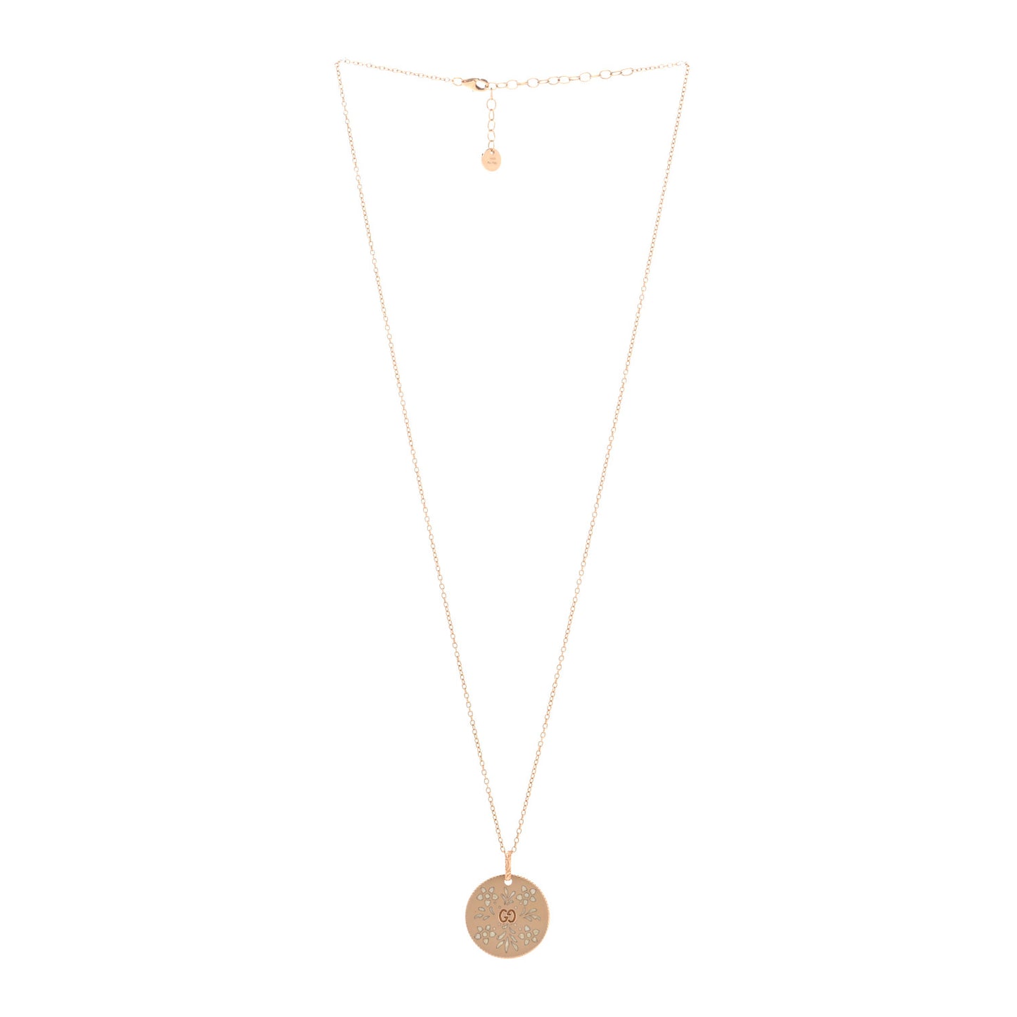 18K Rose Gold Enamel Icon Blooms Necklace White