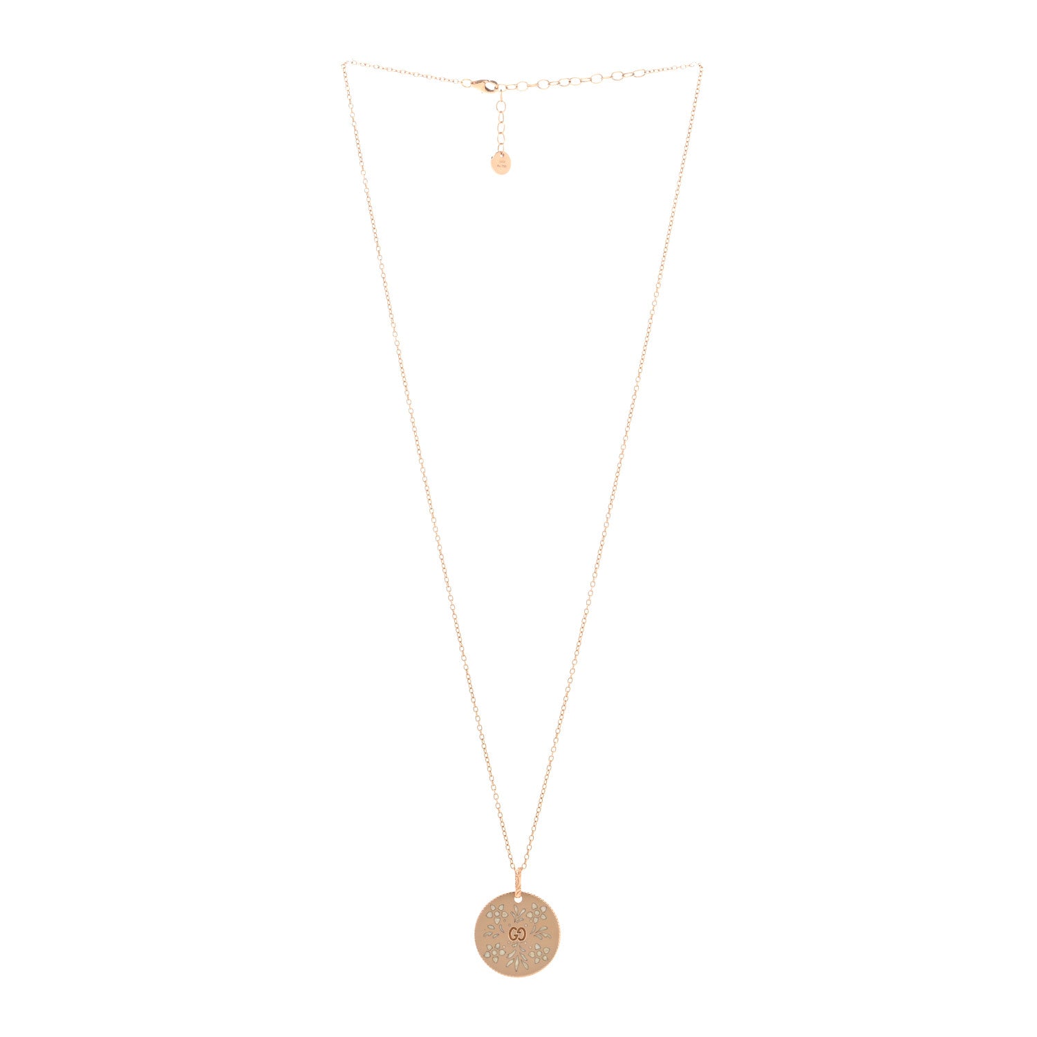 Gucci 18K Rose Gold Enamel Icon Blooms Necklace White 3 of 4