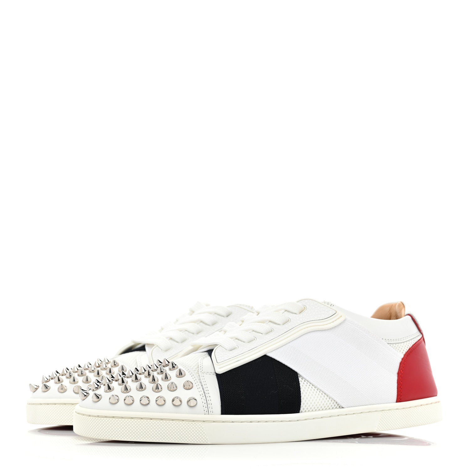 Christian Louboutin Calfskin Elastikid Spikes Womens Donna Sneakers 39 White Multicolor 3 of 11