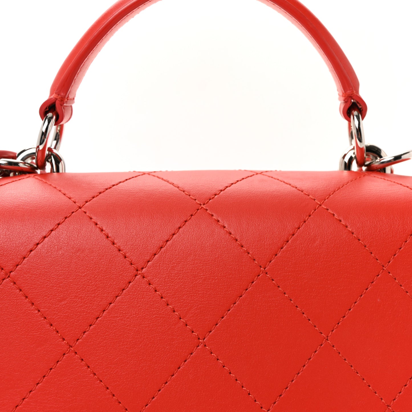 Calfskin Stitched Small Ring My Bag Flap Crossbody Red