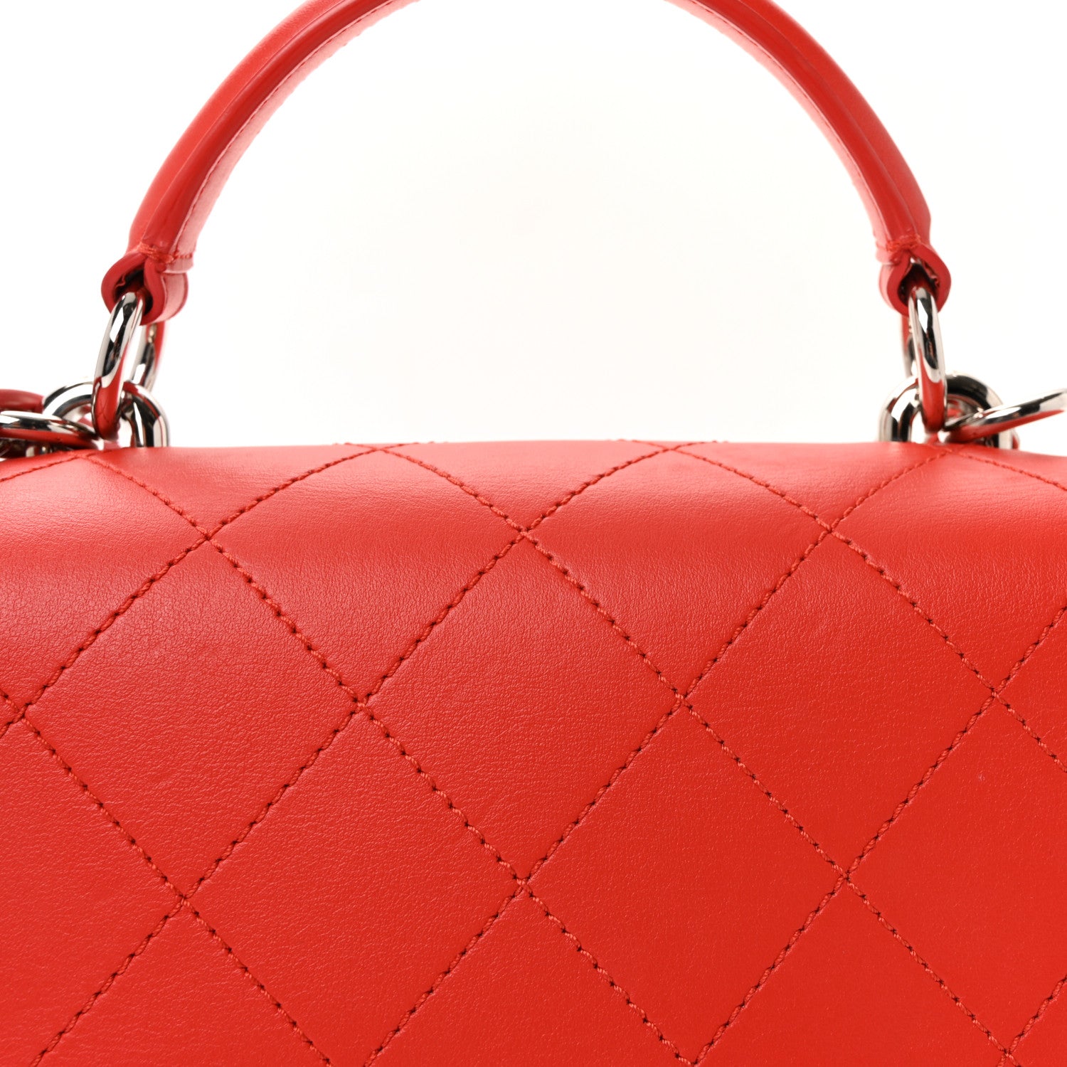 Chanel Calfskin Stitched Small Ring My Bag Flap Crossbody Red 8 of 10