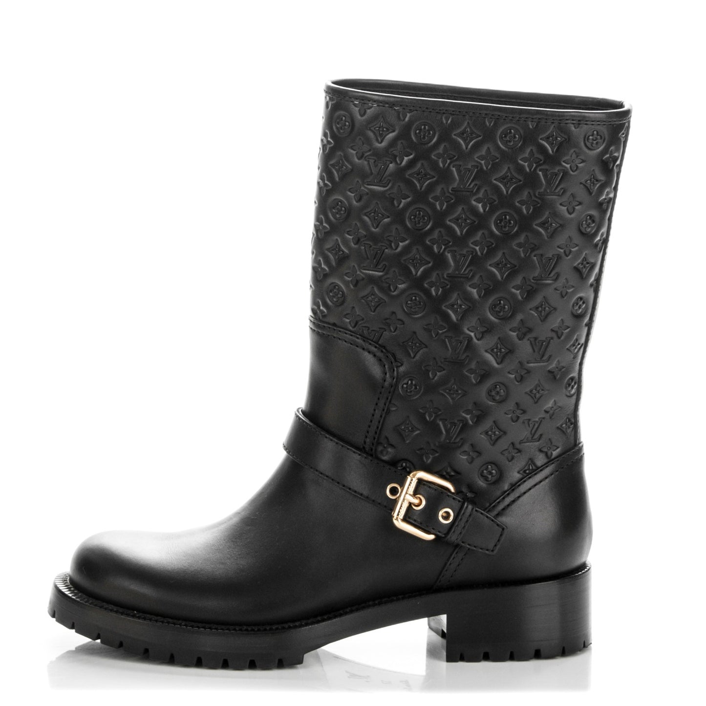 Calfskin Embossed Monogram Rebellion Half Boots 37 Black