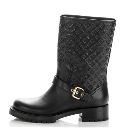 Louis Vuitton Calfskin Embossed Monogram Rebellion Half Boots 37 Black 1 of 7