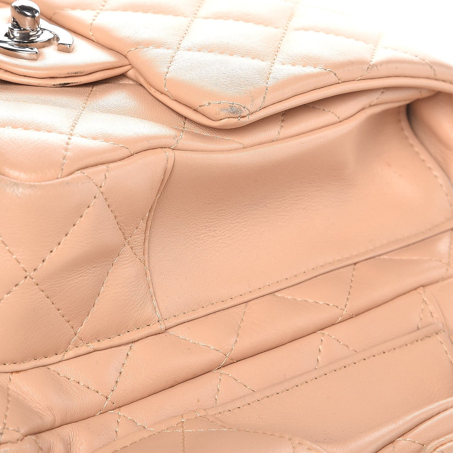 Calfskin Quilted Large Cambon Multipocket Reporter Beige Black