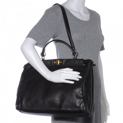 Fendi Goatskin Large Peekaboo Iconic Satchel Moro Grigio 2 of 8