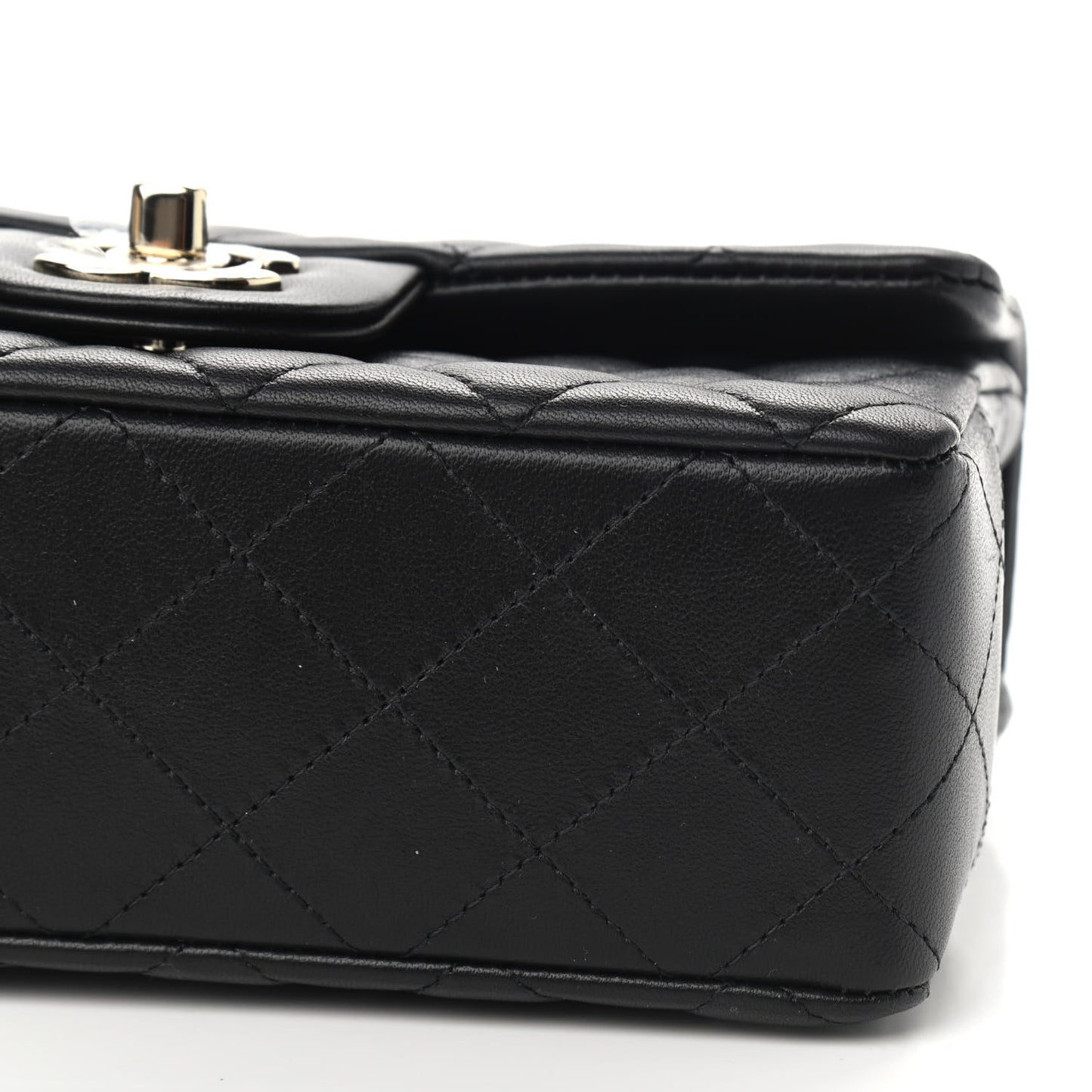 Lambskin Quilted Mini Rectangular Flap Black