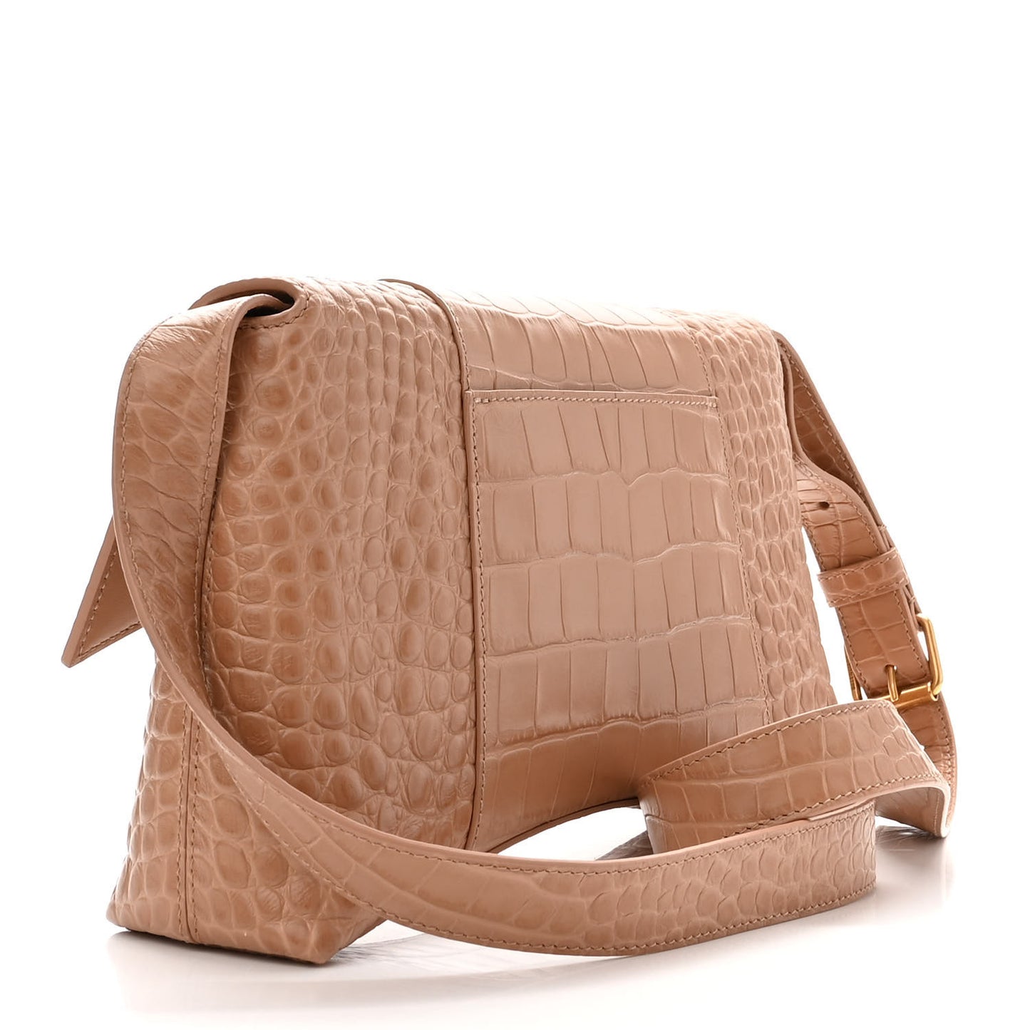 Extra Supple Calfskin Crocodile Embossed XS Downtown Shoulder Bag Nude Beige