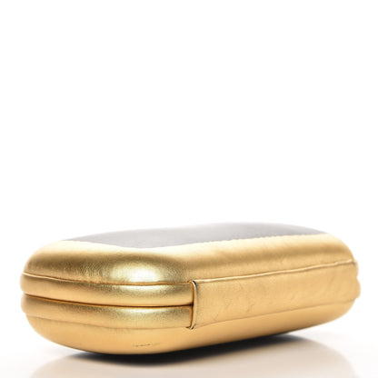 Bottega Veneta Gilded Waxed Leather Knot Clutch Gold Black 4 of 9