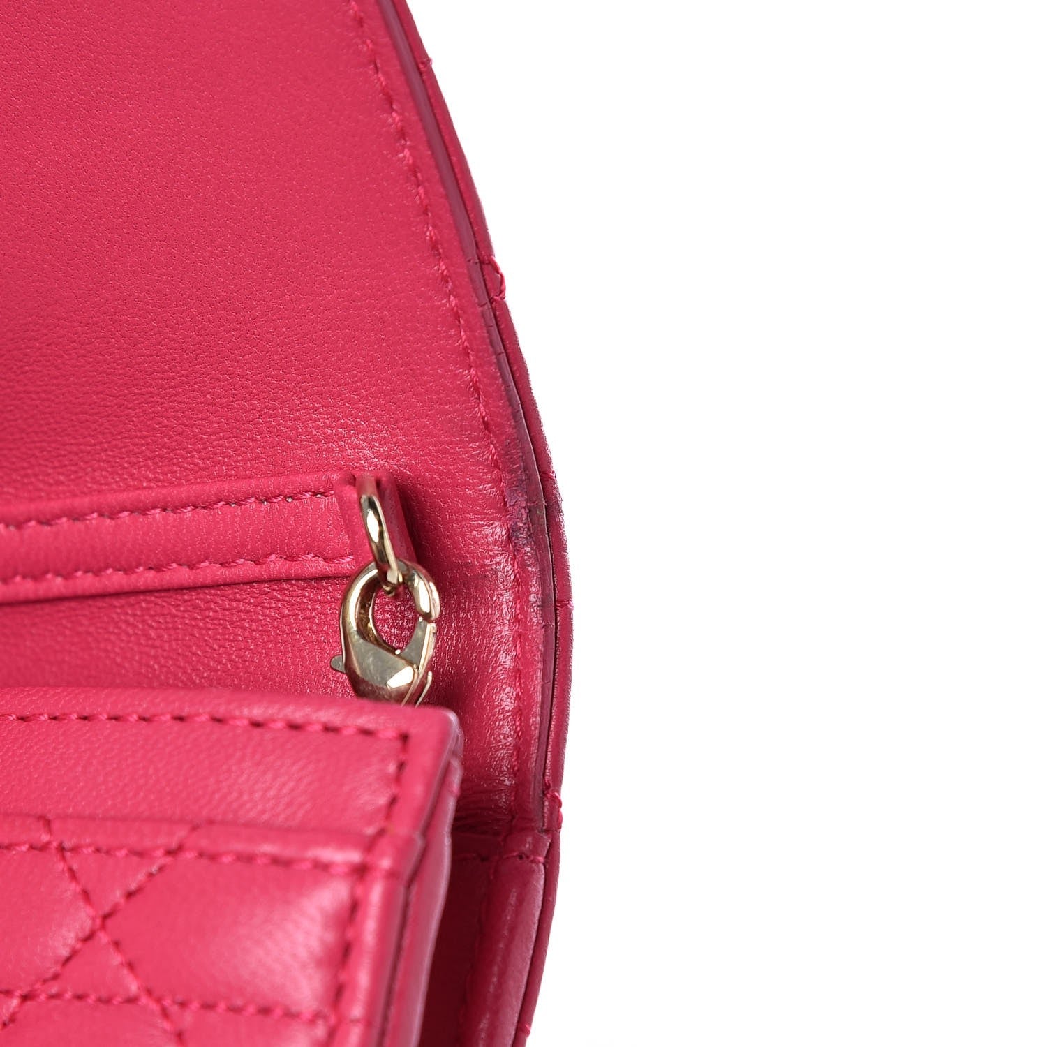 Christian Dior Lambskin Cannage Miss Dior Chain Wallet Fuchsia 10 of 11