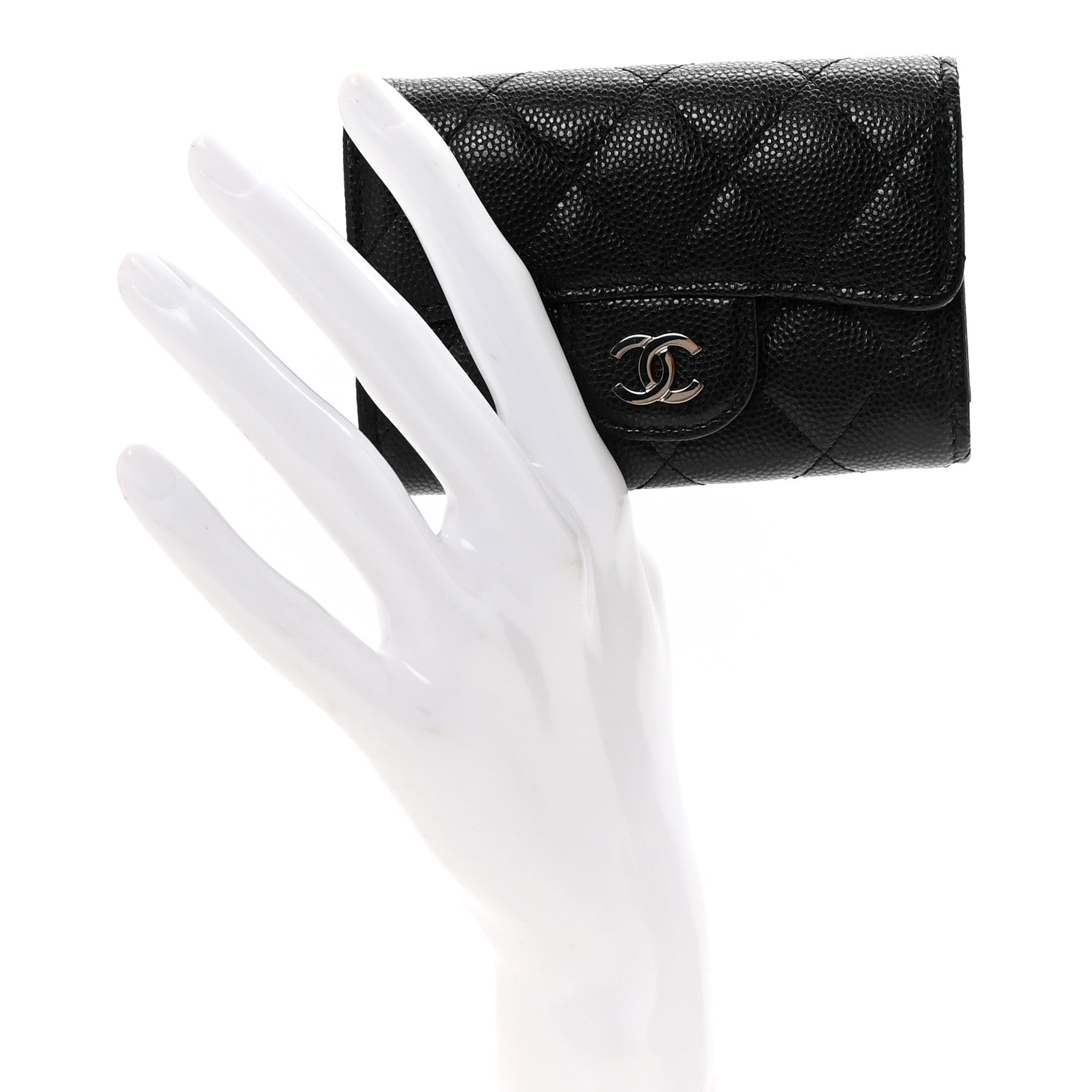 Chanel Caviar Quilted Classic 4 Key Holder Wallet Black 2 of 9