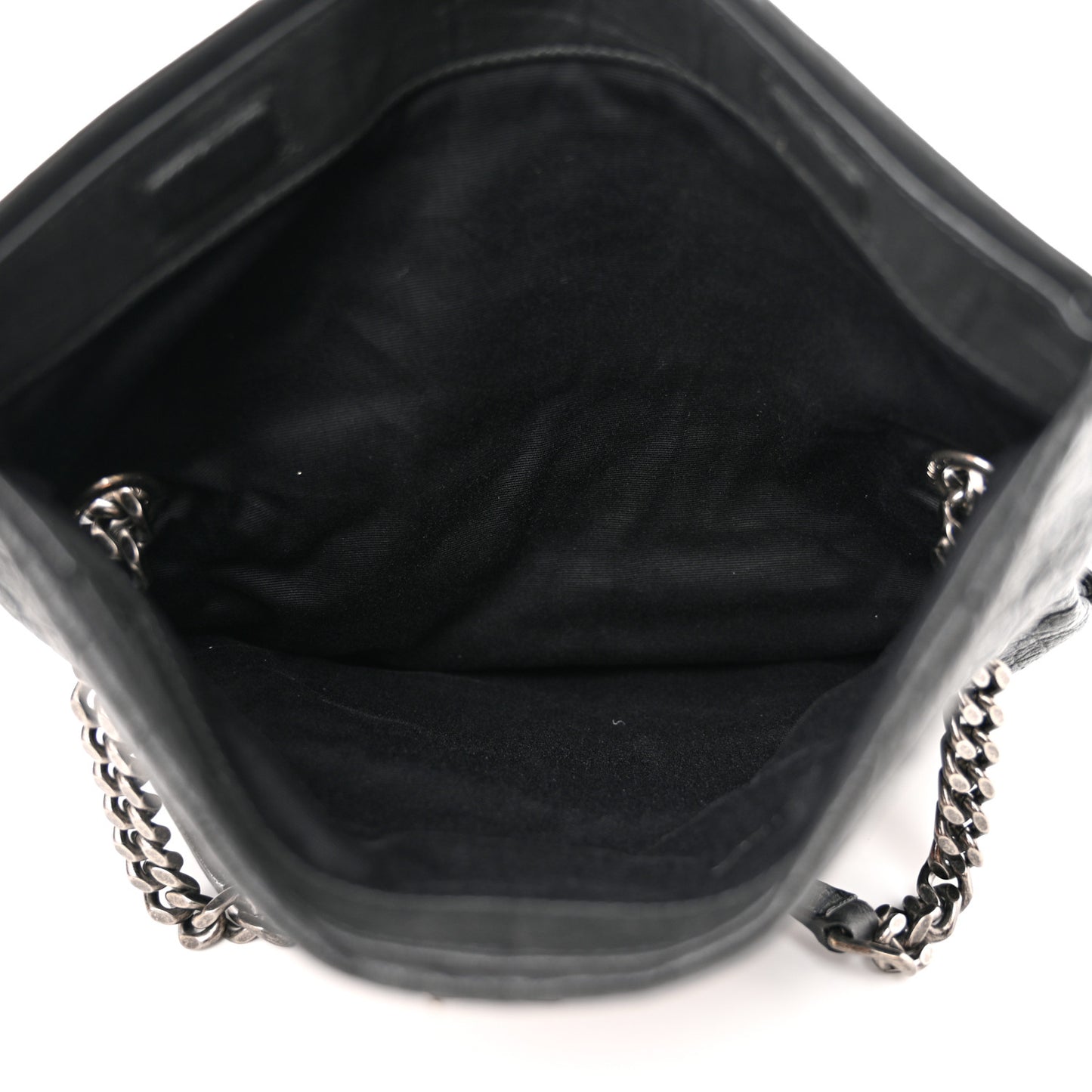 Calfskin Crocodile Embossed Medium West Hollywood Monogram Fold-Over Black