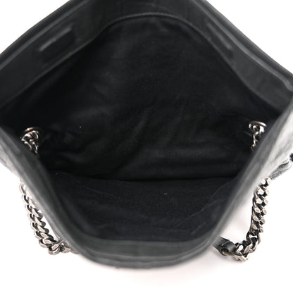 Saint Laurent Calfskin Crocodile Embossed Medium West Hollywood Monogram Fold-Over Black 6 of 11