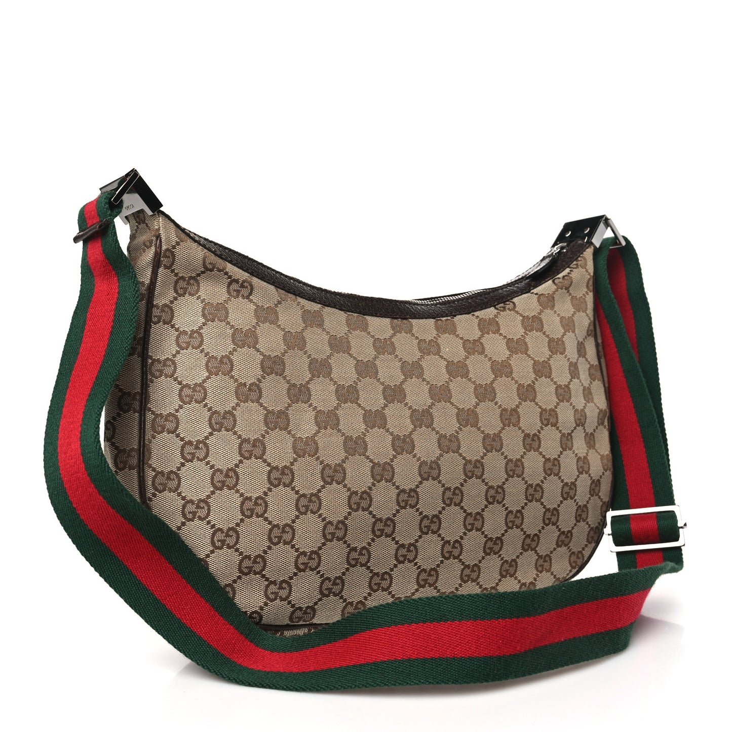 Monogram Web Medium Half Moon Hobo Dark Brown