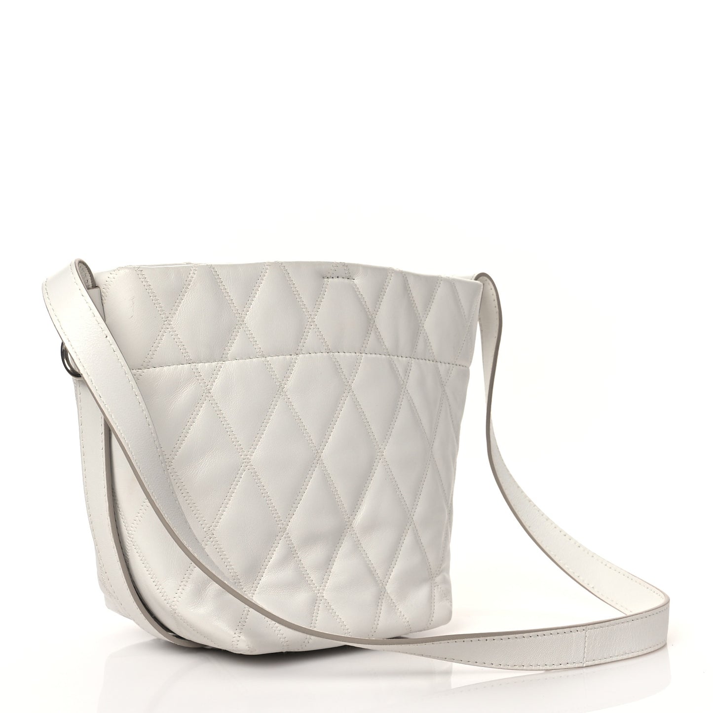 Lambskin Quilted Mini GV Bucket Bag White