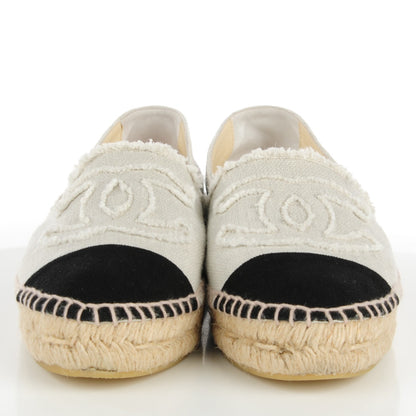 Chanel Toile CC Espadrilles 38 Beige Black 2 of 8