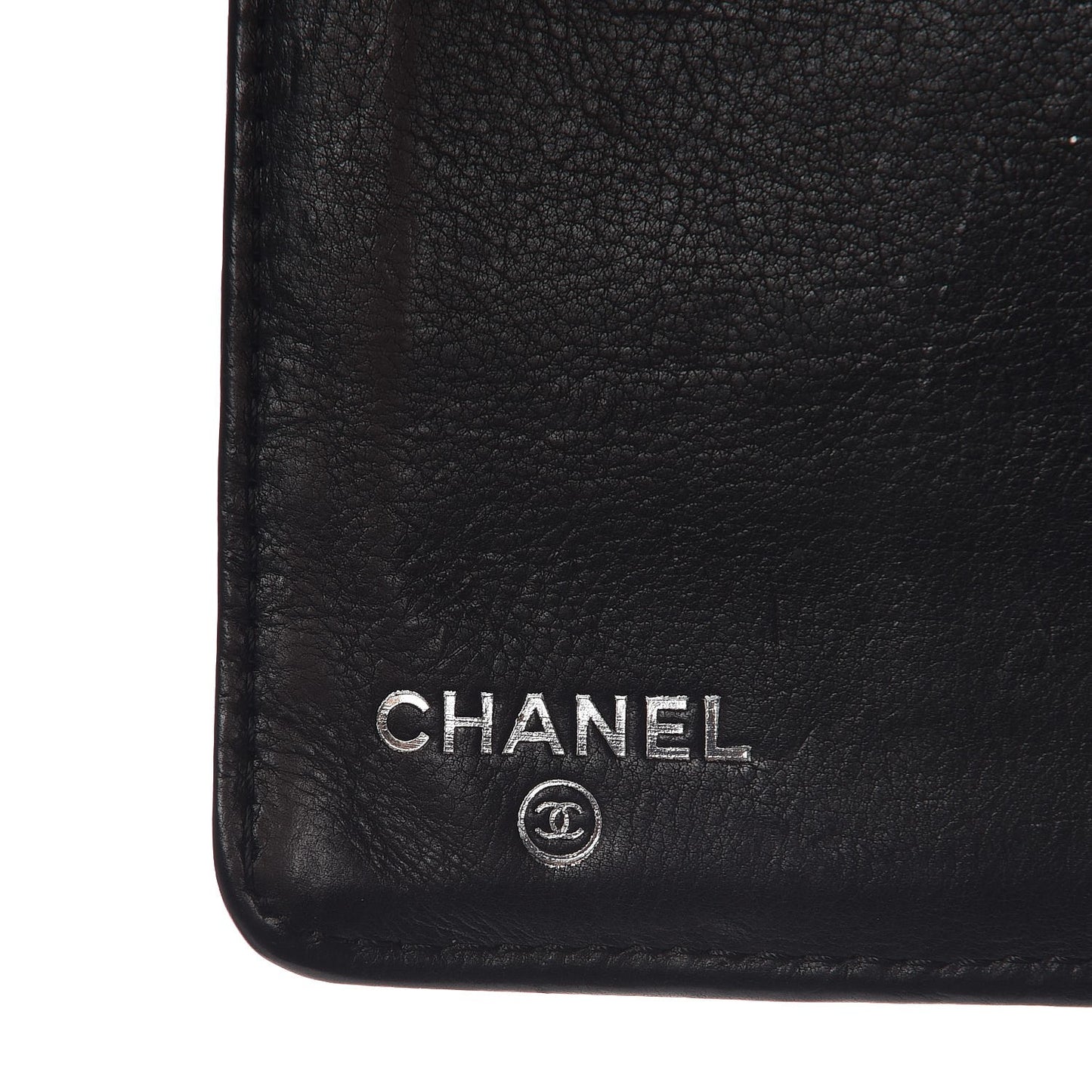 Calfskin Quilted Lucky Symbols Flap Wallet Black