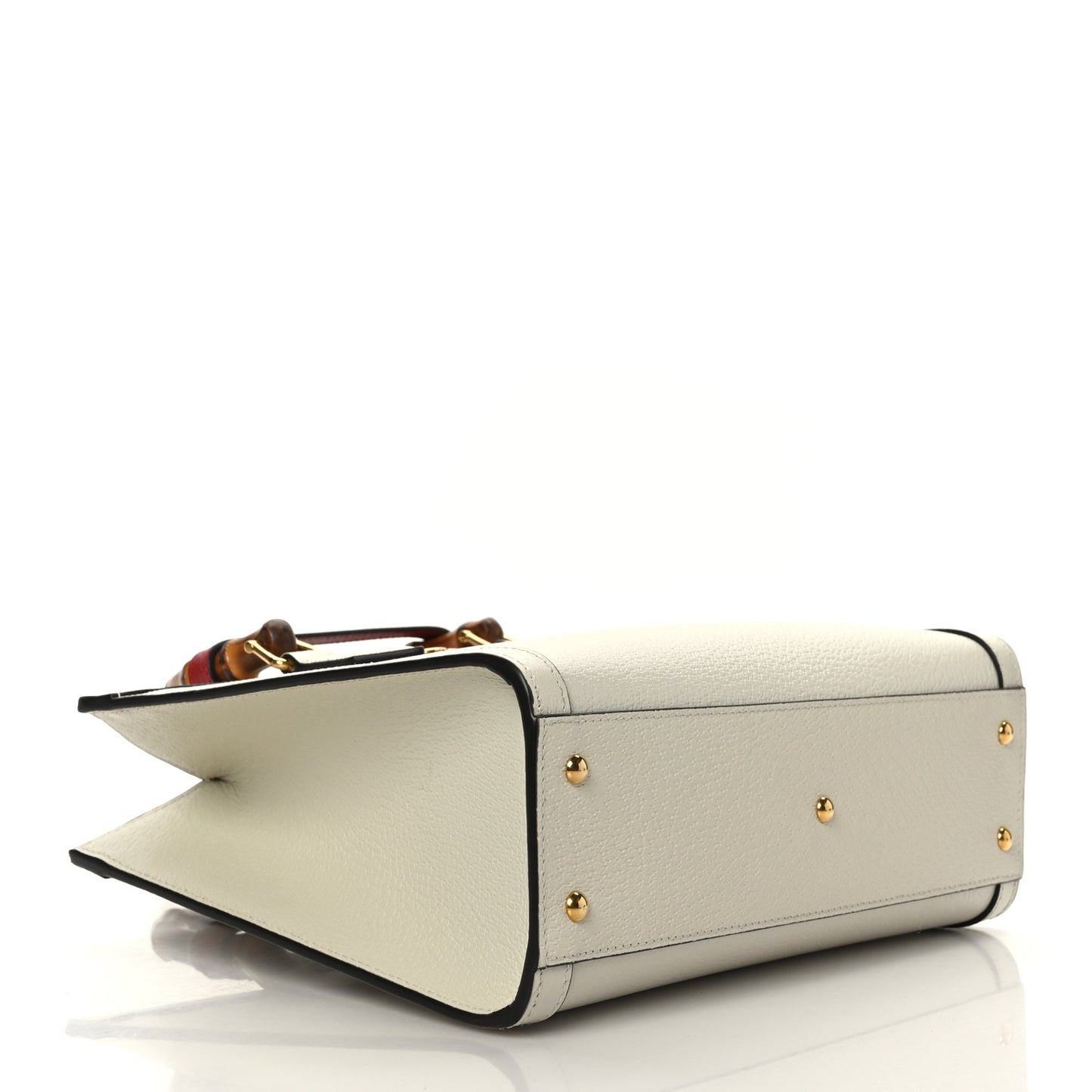 Textured Dollar Calfskin Web Small Diana Tote Bag Mystic White