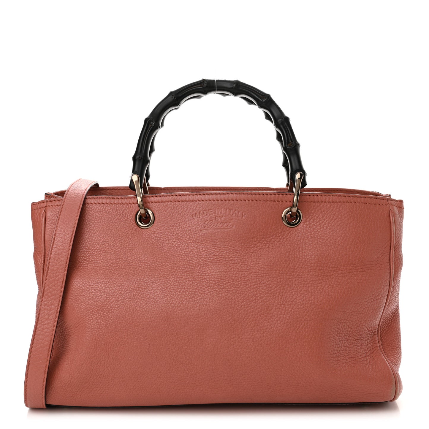 Pebbled Calfskin Bi-Color Medium Bamboo Shopper Tote Pink