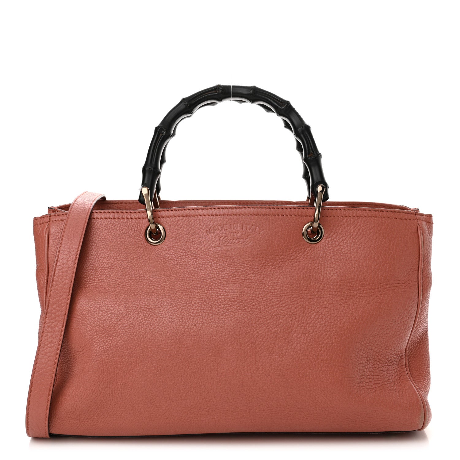 Gucci Pebbled Calfskin Bi-Color Medium Bamboo Shopper Tote Pink 1 of 18