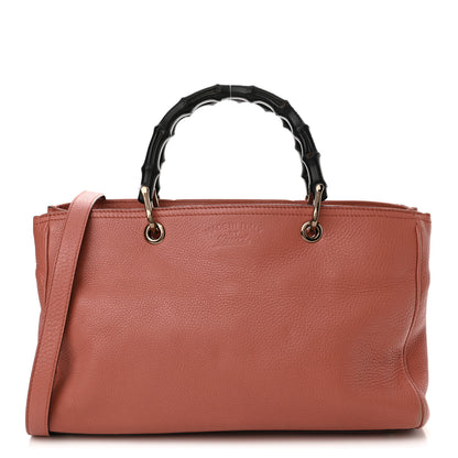 Gucci Pebbled Calfskin Bi-Color Medium Bamboo Shopper Tote Pink 1 of 18
