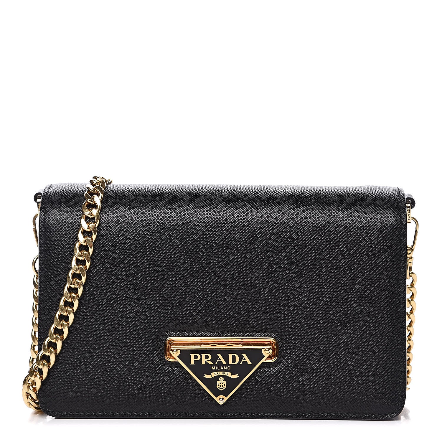 Prada Saffiano Chain Wallet Black 1 of 8