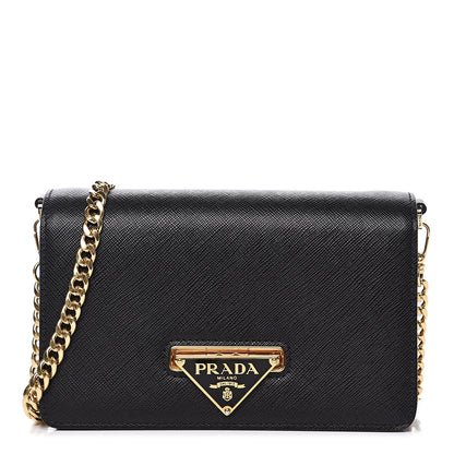 Prada Saffiano Chain Wallet Black 1 of 8
