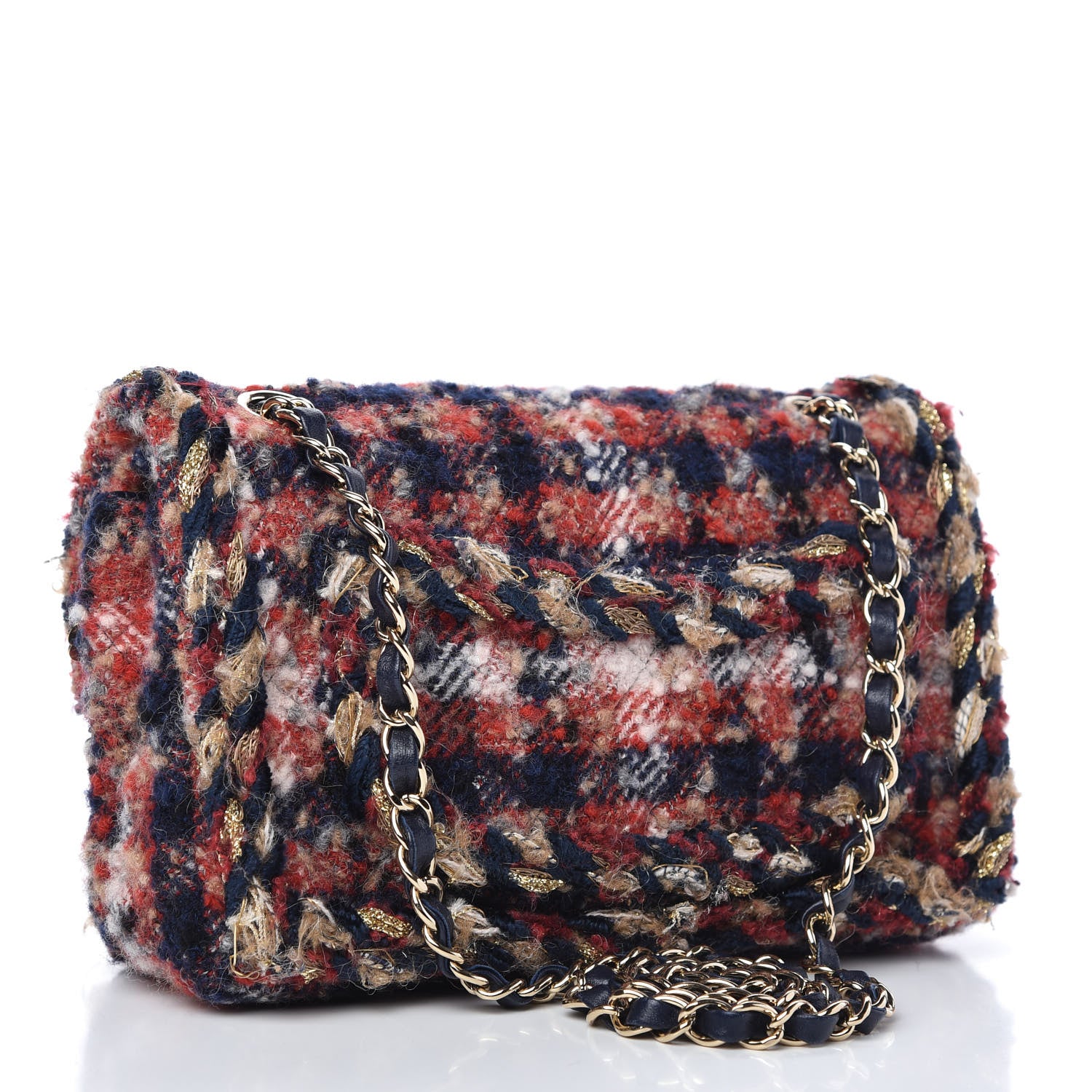Chanel Tweed Braided Charms Small Double Flap Red Multicolor 3 of 10