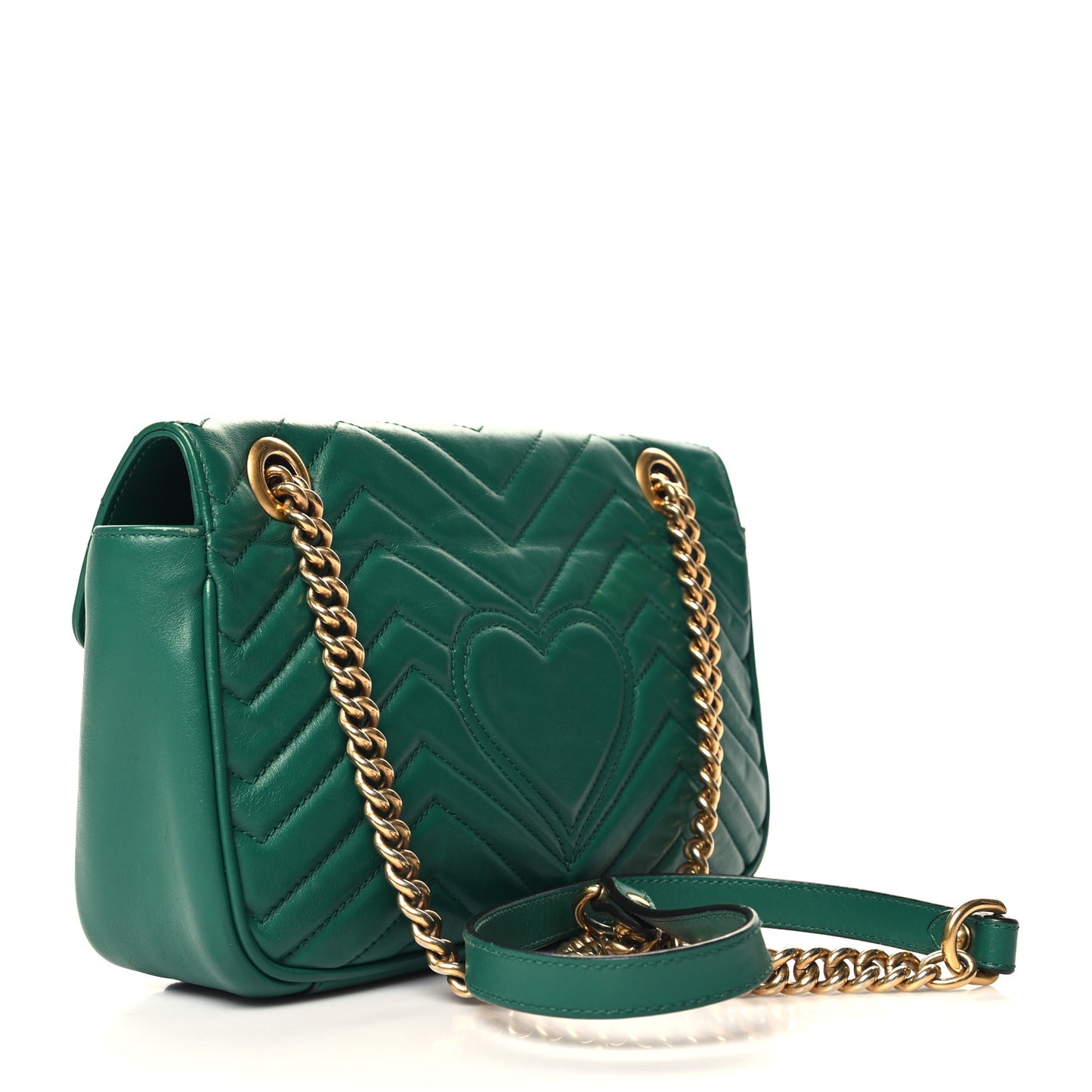 Calfskin Matelasse Small GG Marmont Shoulder Bag Emerald Green