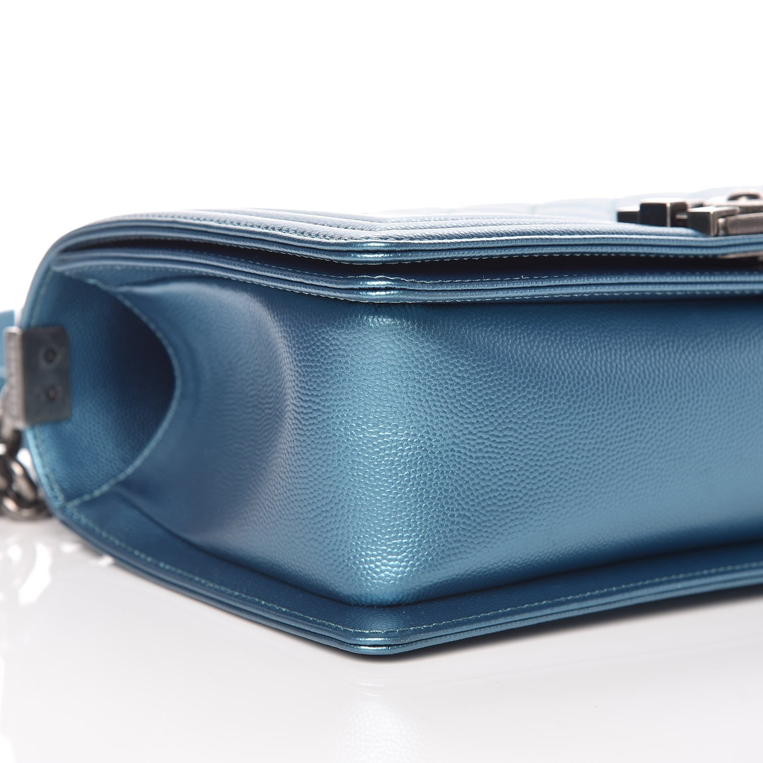 Chanel Metallic Caviar Quilted Medium Boy Flap Turquoise 6 of 12