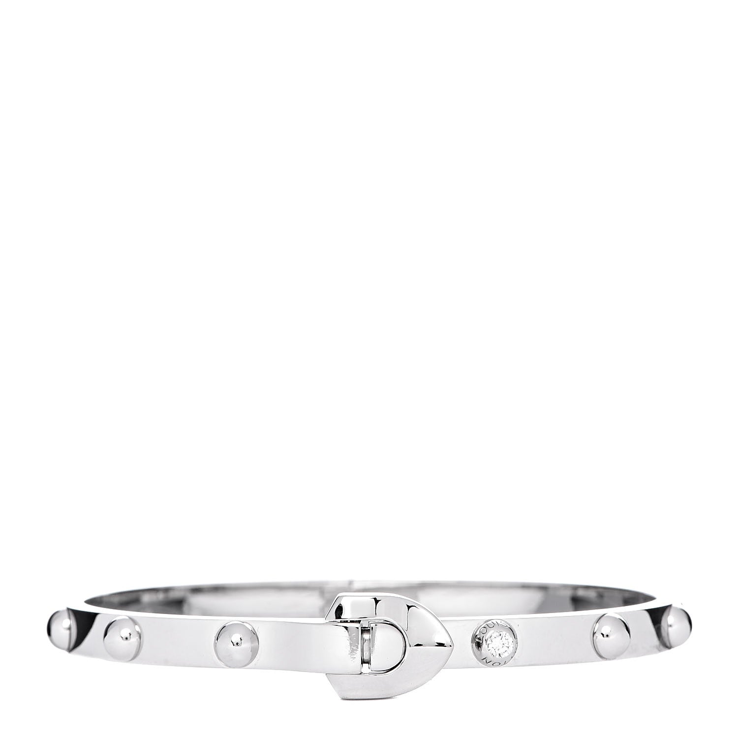 Louis Vuitton 18K White Gold Diamond Clous Bracelet 17 1 of 7
