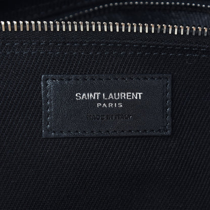 Saint Laurent Linen Calfskin Rive Gauche North South Tote Black 6 of 8