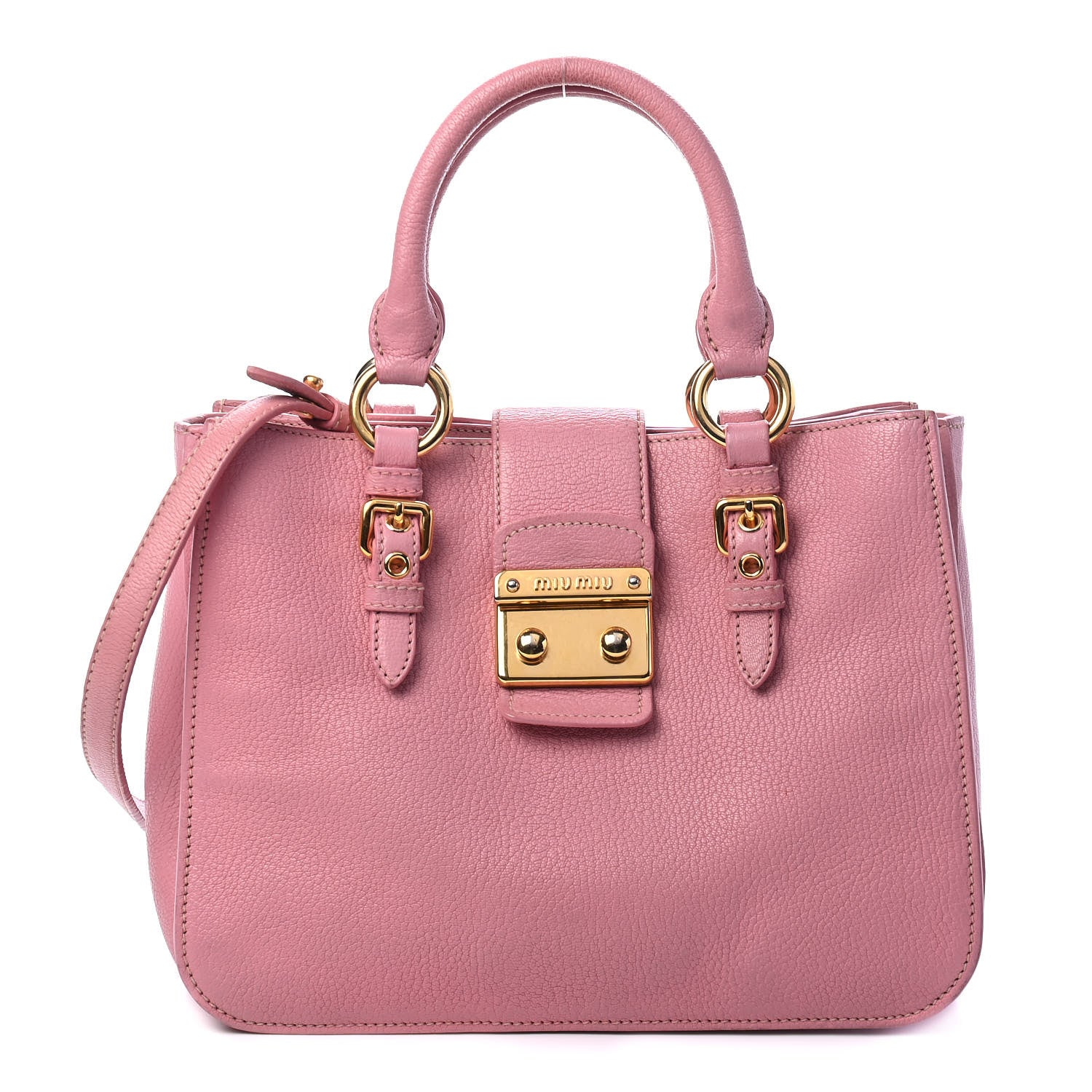 Miu Miu Goatskin Madras Shopping Tote Rosa Gemma 1 of 9