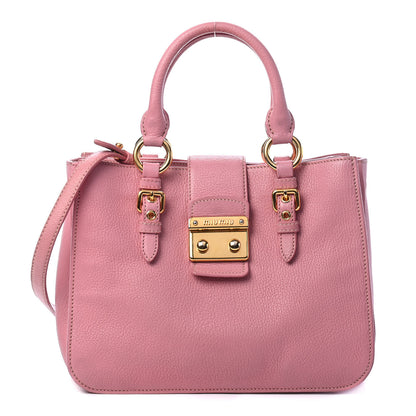 Miu Miu Goatskin Madras Shopping Tote Rosa Gemma 1 of 9