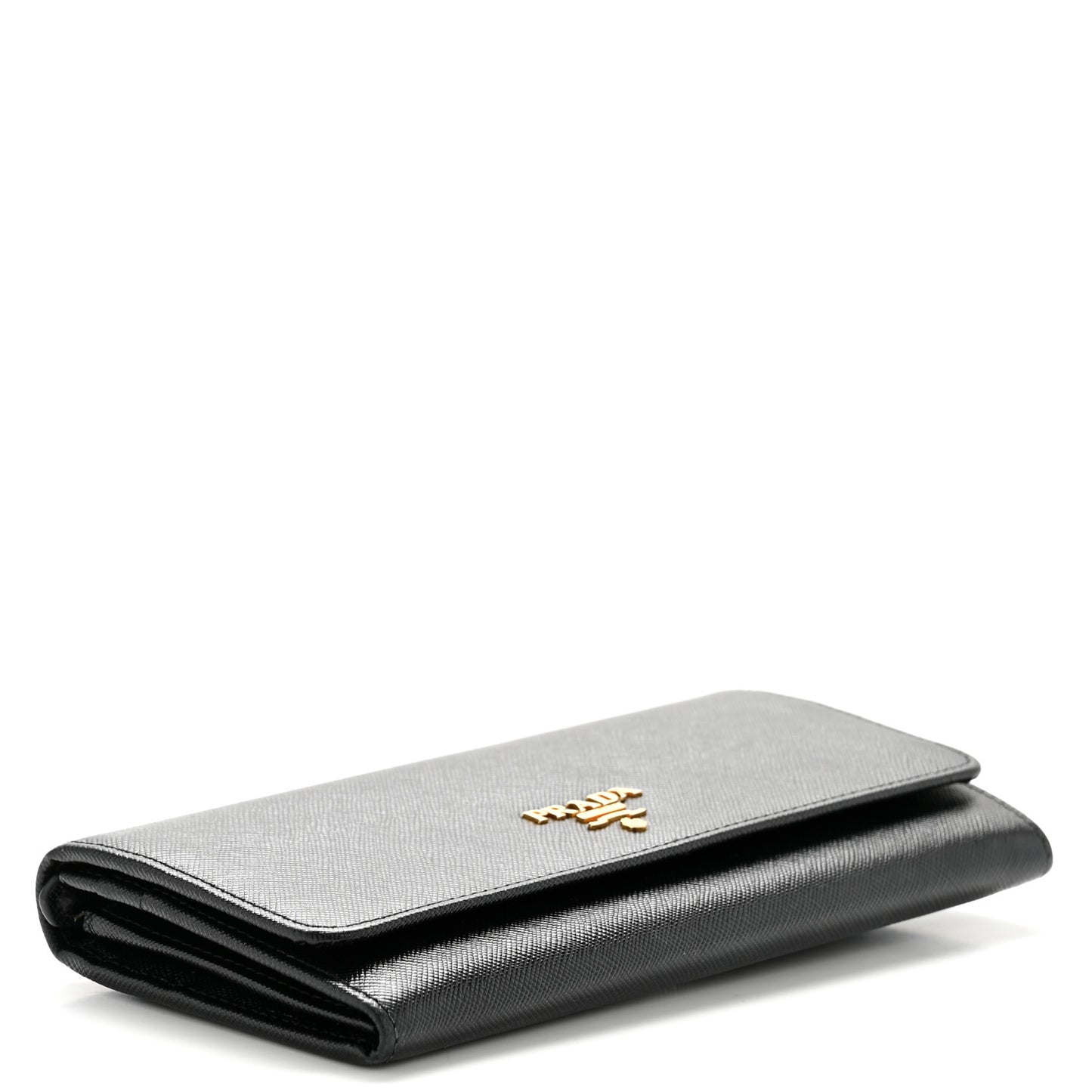 Saffiano Metal Continental Flap Travel Wallet Black