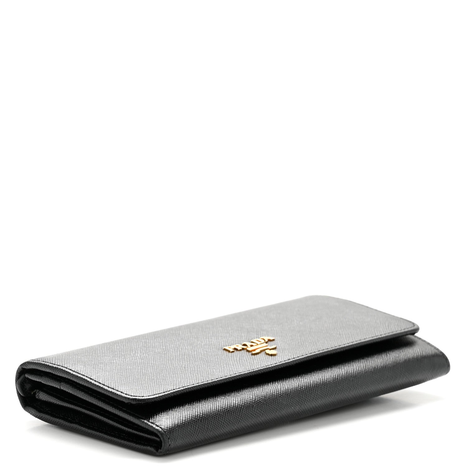 Prada Saffiano Metal Continental Flap Travel Wallet Black 4 of 11
