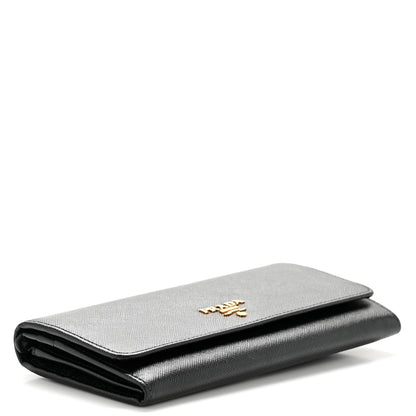Prada Saffiano Metal Continental Flap Travel Wallet Black 4 of 11