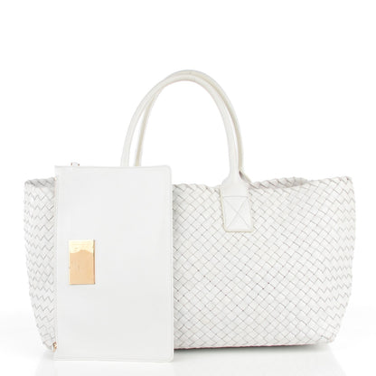 Bottega Veneta Nappa Intrecciato Medium Cabat Bianco White 3 of 8