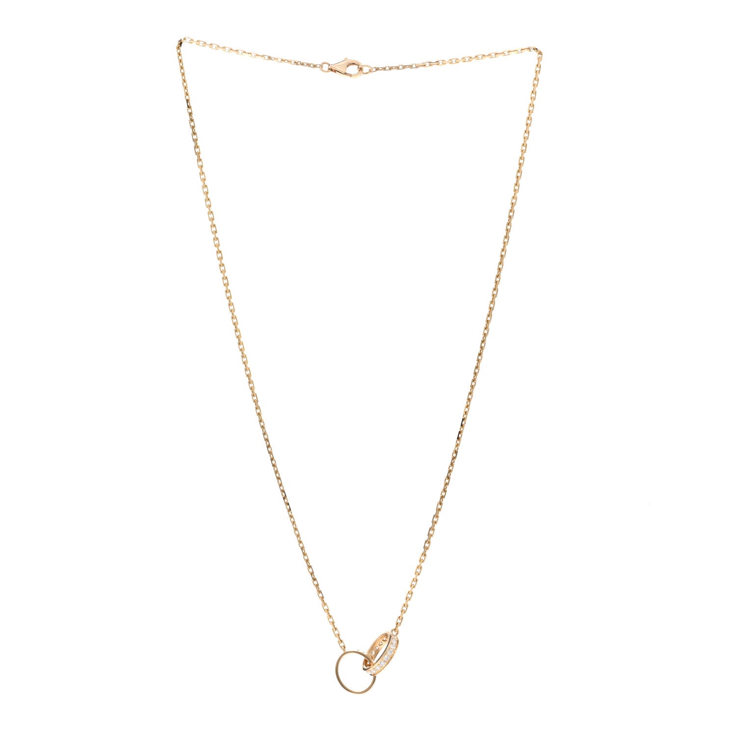 Cartier 18K Yellow Gold Diamond Interlocking LOVE Necklace 3 of 4