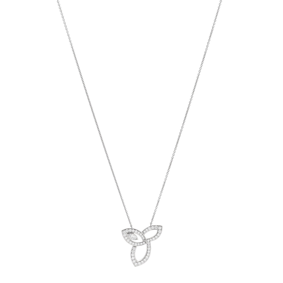 Platinum Diamond Lily Cluster Pendant Necklace