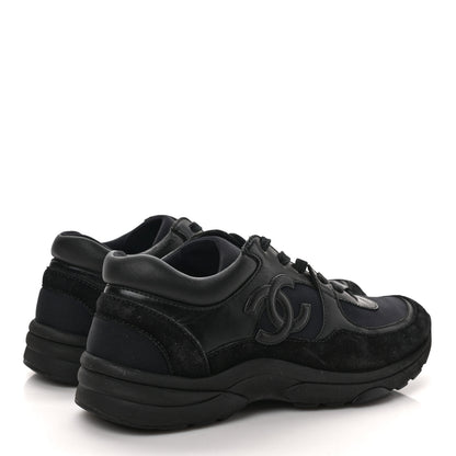 Chanel Toile Suede Calfskin CC Sneakers 38 Black 4 of 8