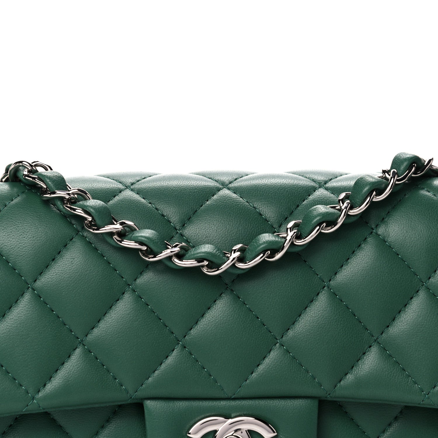 Chanel Lambskin Quilted Mini Rectangular Flap Green 10 of 11
