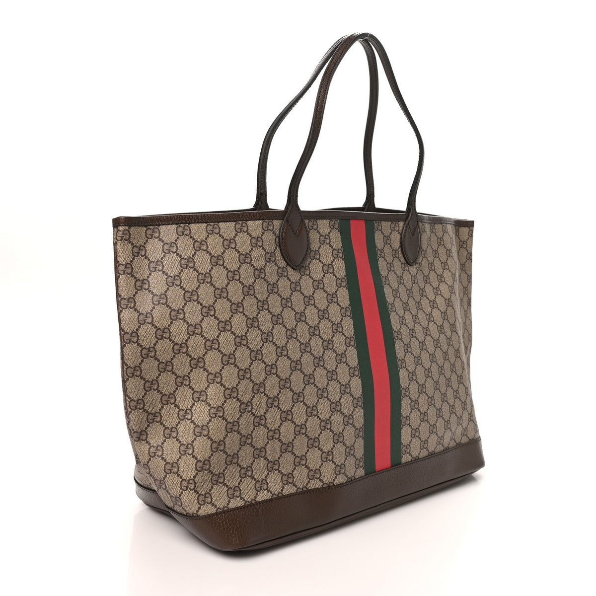 GG Supreme Monogram Textured Dollar Calfskin Web Large Ophidia Tote Beige Ebony New Acero