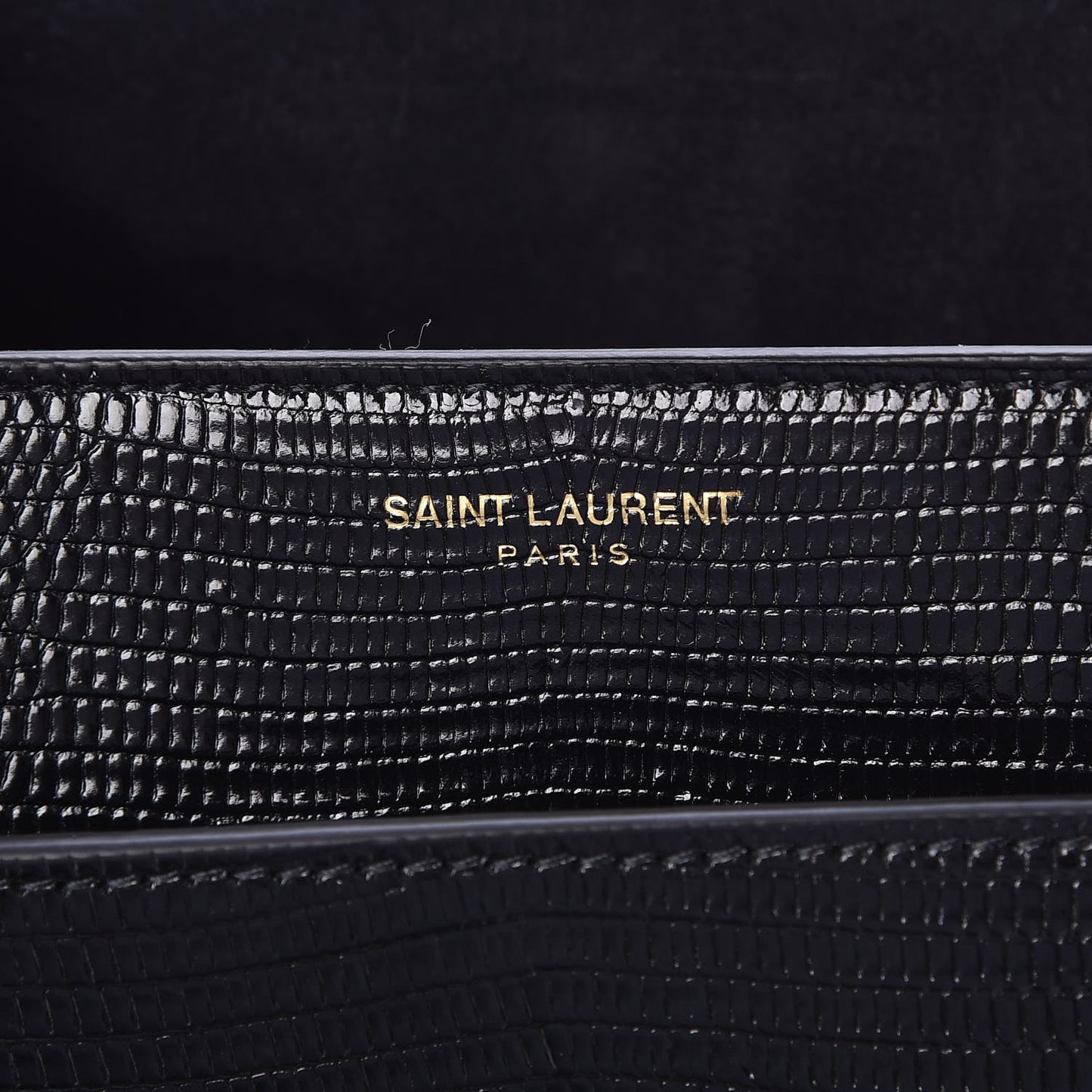 Lizard Calfskin Embossed Betty Messenger Black