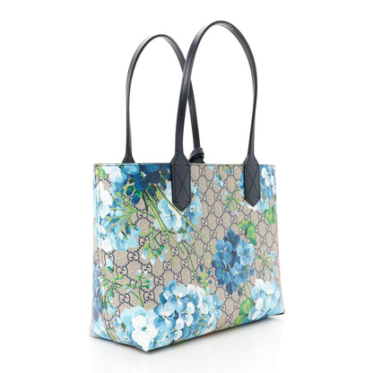 Gucci GG Supreme Monogram Blooms Small Reversible Tote Beige Blue Navy 2 of 10