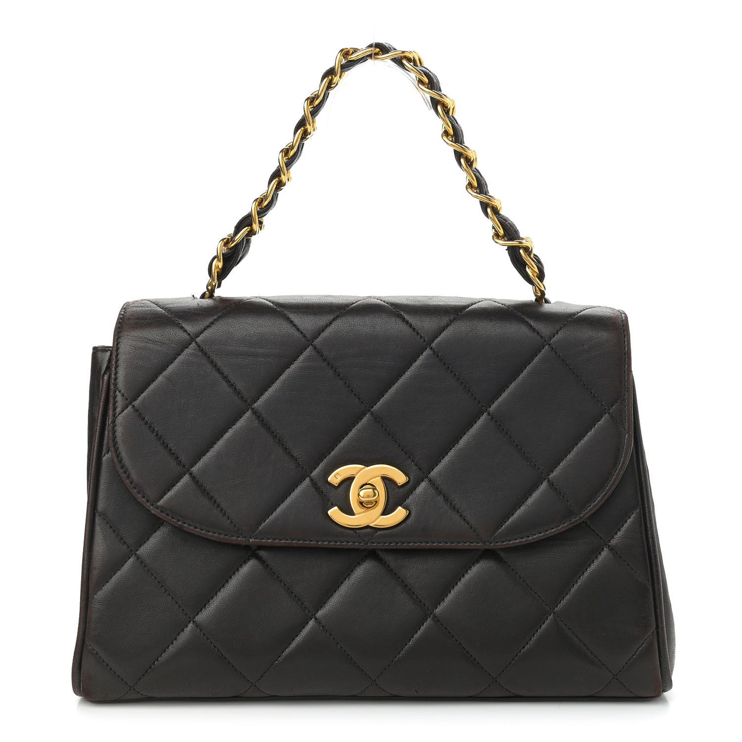 Lambskin Quilted Single Flap Black