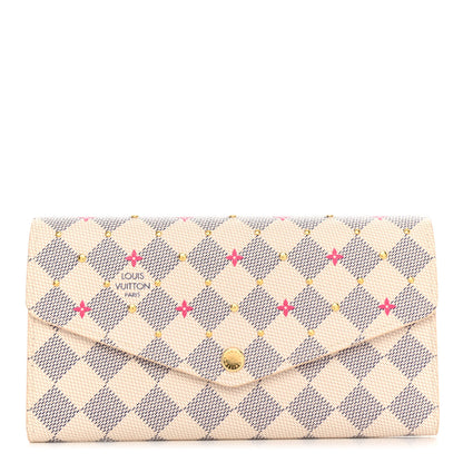 Louis Vuitton LOUIS VUITTON Damier Azur Studded Sarah Wallet NM Fuchsia 1 of 9